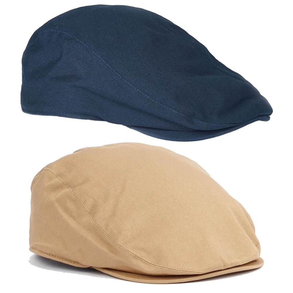 Barbour Finnean Flat Cap Navy or Sandstone Cotton Summer Hat
