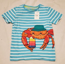 Mini Boden Applique Shirt Crab Blue NWT New 7-8