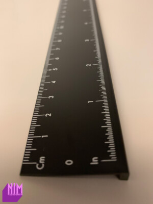 Lexon LD74N Lineal schwarz metallic Metall 30cm 12'' Zoll imperial metrisch René Adda
