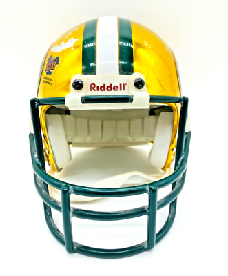 Green Bay Packers Gold Chrome Ridell Mini Helmet Super Bowl Champs