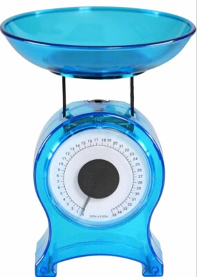 SMALL BLUE MECHANICAL SCALE FOR WEIGHING FOOD PORTIONS UP TO 35 OZ US SELLER
