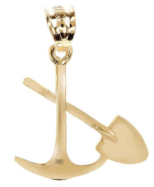 Polished Solid Gold Pick and Shovel Pendant eBay