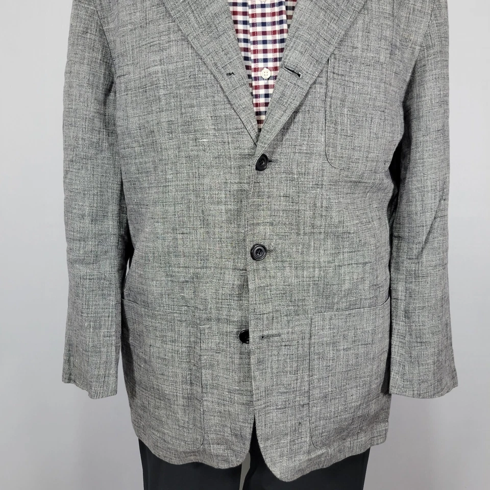 Le Collezioni Structure Men's Sport Coat Blazer Four Button 100% Irish Linen Med - Image 3 of 4