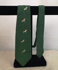 Vintage 1940s Ducks Unlimited for Gokey Wool Tie 3.5" x 47" Hand Embroidered