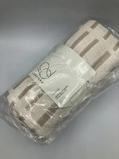 Throw Blanket Cream Color Project 62 60" x 50" Woven Linework