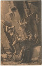 S. FRANCESCO E' BASTONATO DAI DEMONI - ILL. N. SIDOLI -37103-