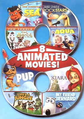 8 Animated Movies - RockStars + Legend of Sea + Kiara + PUP +4mor New 2Disc DVD