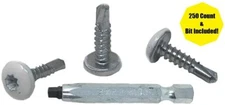 250 PACK #10 x 3/4 Inch Self Tapping Sheet Metal Screws W/ White Torx Head