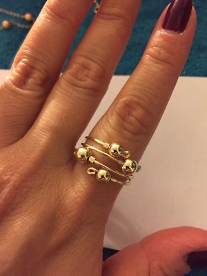 14k Gelbgold gefüllt Perlen offen Wirbel Bypass Ring Set 2 jede Größe Stapelschicht