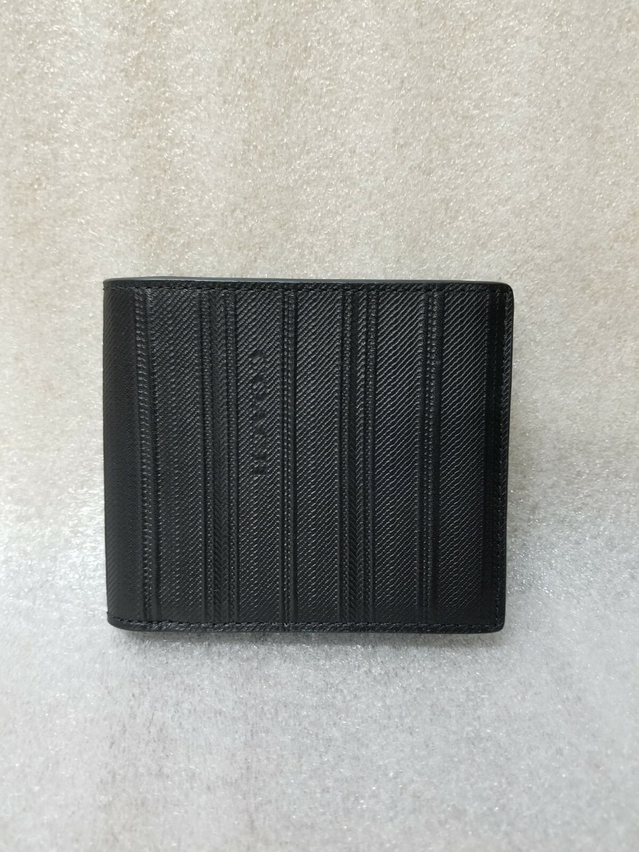 COACH BLACK LEATHER BLEECKER LEGACY EMBOSSED SLIM BILL FOLD WALLET 