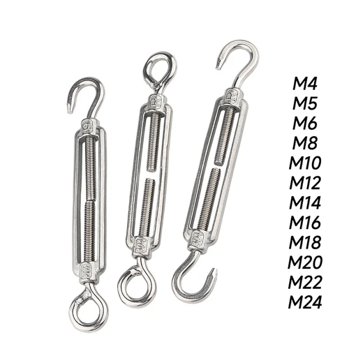 Turnbuckle Wire Tensioner Strainer Stainless Steel Hook and Rope Cable Tension - Picture 6 of 19