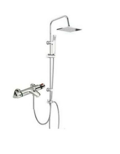 CHROME DECK OR WALL MOUNTED THERMOSTATIC BATH SHOWER MIXER TAP WITH RAIL& KIT - Picture 1 of 2
