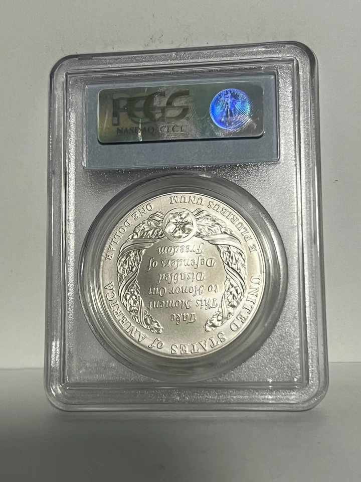 2010 W Disabled Veterans Uncirculated Silver Dollar Commemorative PCGS MS70 - Image 2 of 2