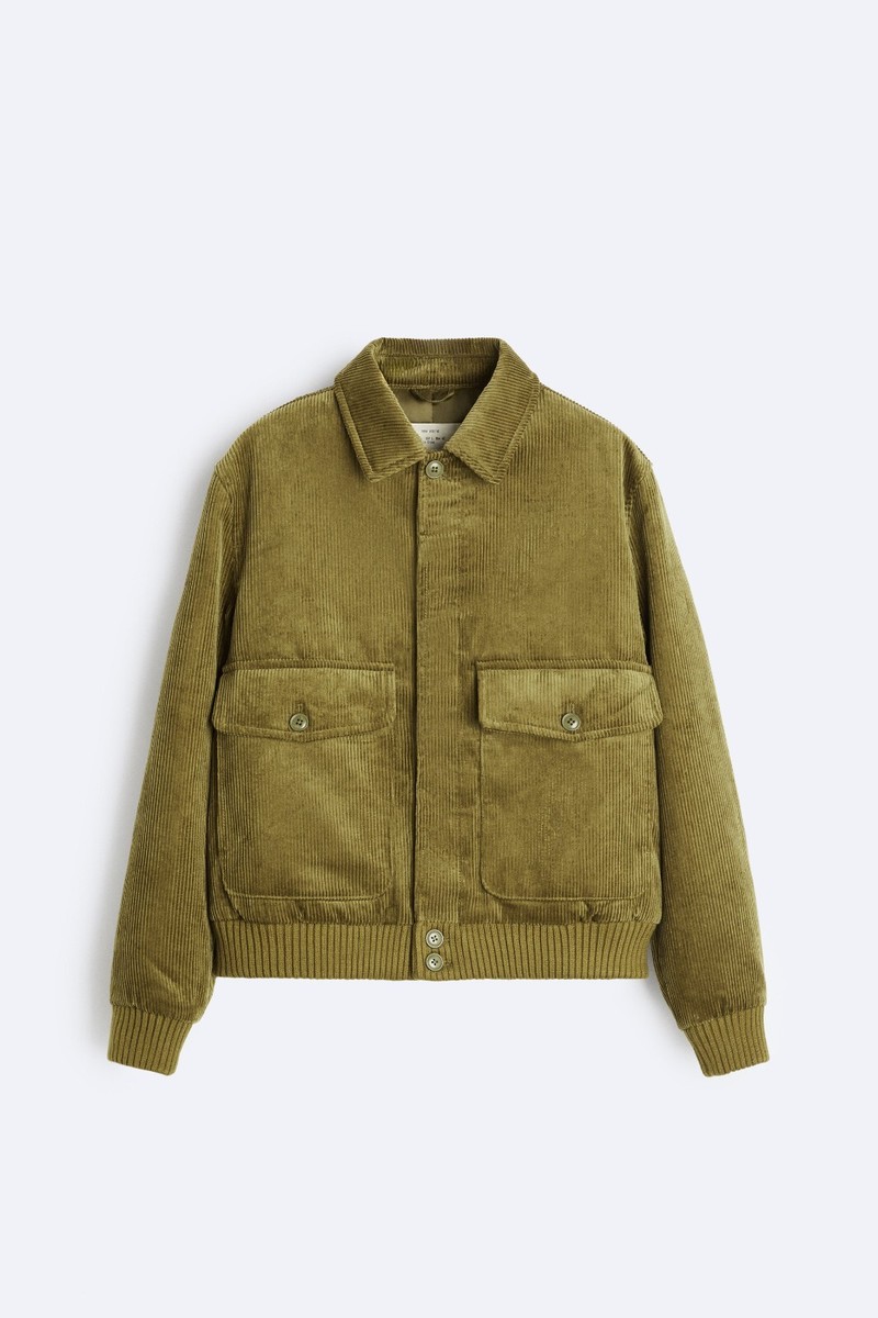New Zara Corduroy Bomber Jacket Yellow M 3918/612 moto