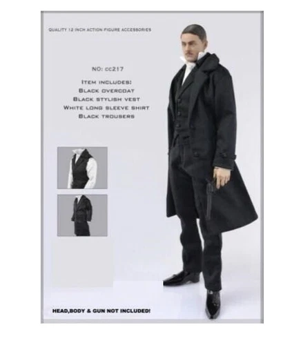Giacca a vento 1/6 cappotto lungo camicia gilet pantaloni tuta vestiti set per figura maschile 12'' - Foto 4 di 8
