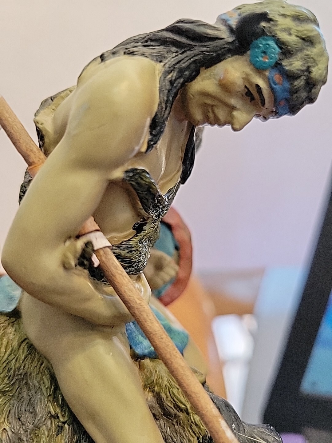 Native  American Riding Horse Spear with Feathers Warrior 10"