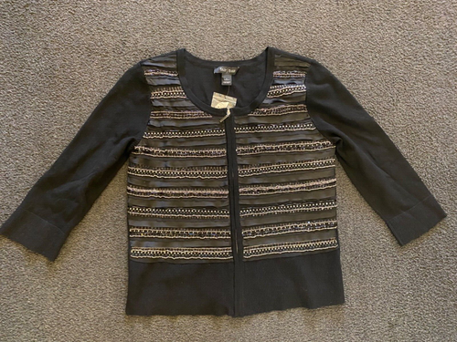NEU Weißes Haus Schwarzmarkt funkelnd Perlen Cardigan Pullover Frau groß