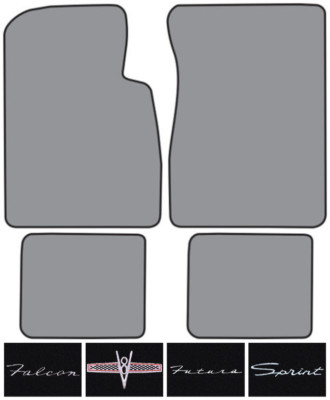 1963-1965 Ford Falcon Hardtop Loop Carpet Logo Floor Mat 4pc