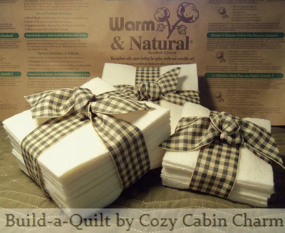 THE WARM COMPANY Pre-Cut Warm & Natural Cotton Blend Batting Fabric Quilt Squares from 3" to 12"