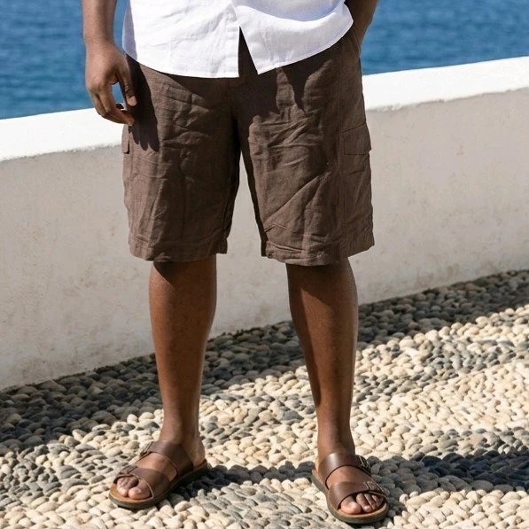 Cubavera Brown Cargo Shorts Linen Blend 42 Multiple Pockets NWT