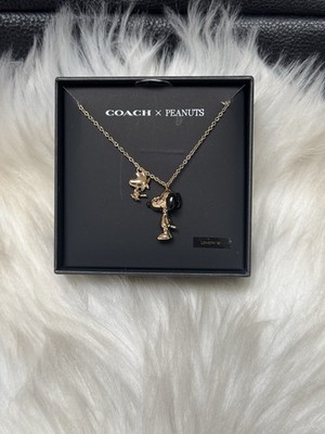 Coach X Peanuts Snoopy And Woodstock Pendant Necklace CCA48 Gold