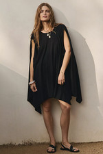 Free People Jordy Mini Dress Black Sleeveless Asymmetrical Oversized New XS