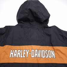 Harley Davidson Rain Jacket Mens Size XL Generations Black Orange Packable