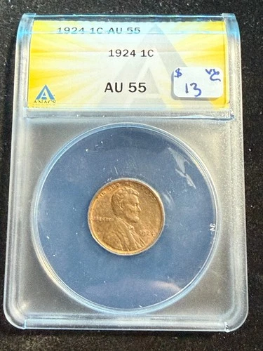 1924 LINCOLN WHEAT CENT ANACS AU 55 345