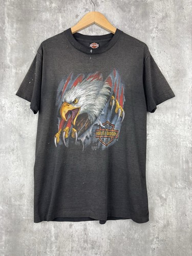 Vintage 1990 3D Emblem Eagle Talon Harley Davidson T-Shirt Large Faded