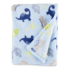 Plush Baby Blanket Blue Dinosaur 30x36 Inches Soft Nursery Security Blanket