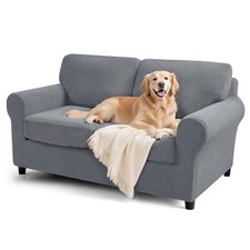 5 Pieces Stretch Sofa Slipcover Sets Couch Cover Sets Medium Light Gray