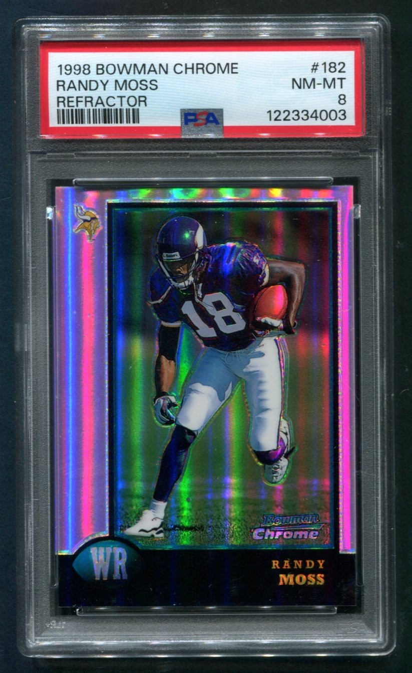 1998 Bowman Chrome Randy Moss Refractor RC #182 PSA 8 NM-MT HOF