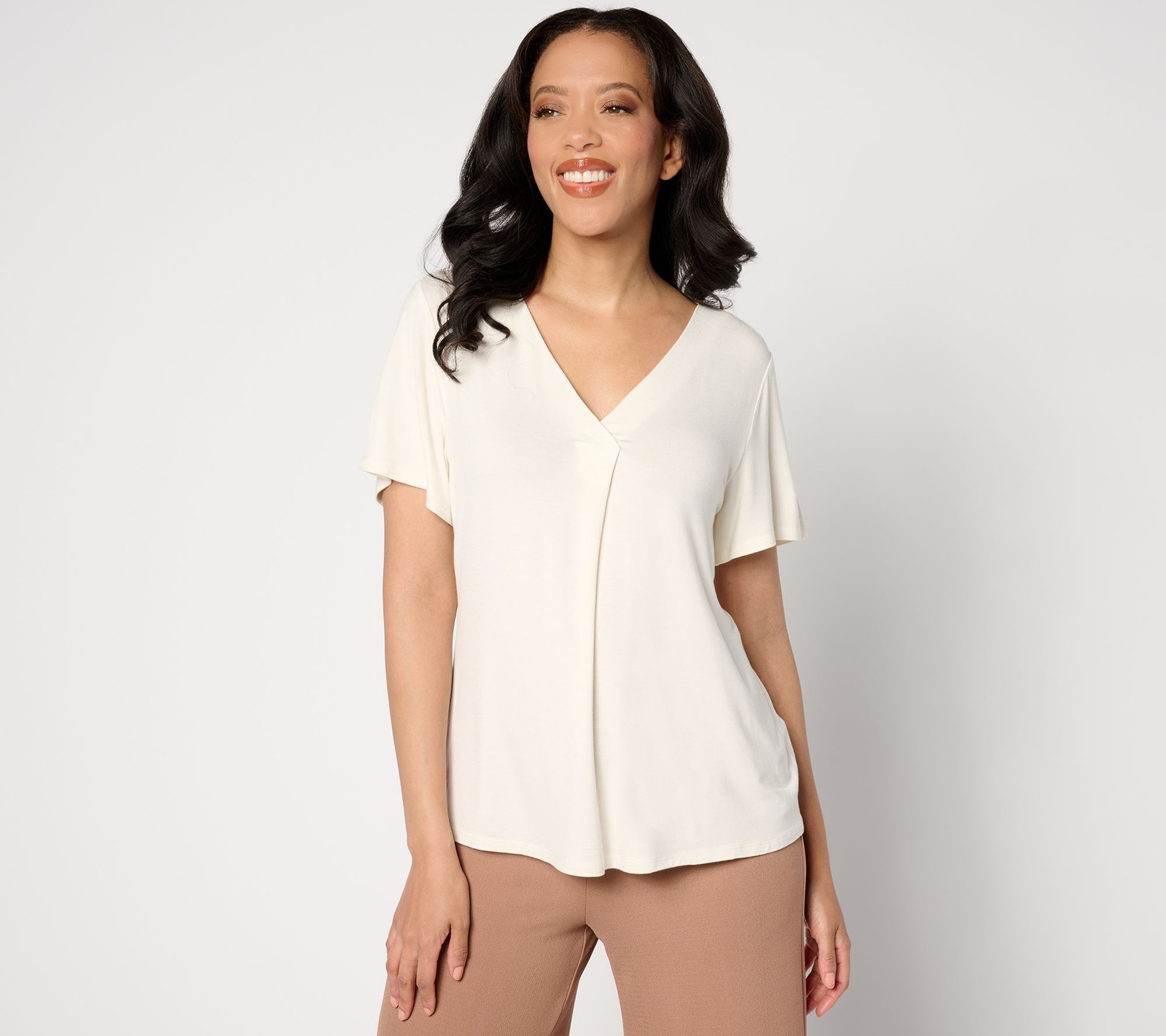 BEAUTIFUL by Lawrence Zarian Women's Top Sz XL Ecovero Jersey Knit White A644417