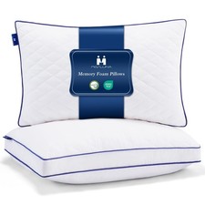 Shredded Memory Foam Pillows Queen Size Set of 2, Soft Bed Pillow for Side an...
