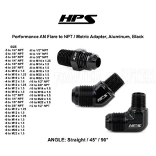 HPS Aluminum AN Flare to NPT / Metric Coupler Adapter [Multi Sizes & Angles]