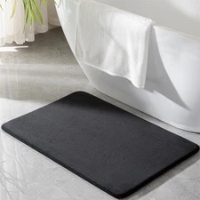 Black Large Bathroom Rugs 36x24, Memory Foam Big Bath Mat Non Slip Washable S...