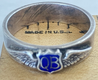 Quiet Birdmen (QB) Circa Late 1930's WW2 Sterling Silver Men's Ring