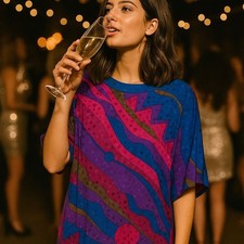 Vintage Flora Kung Silk Abstract Shift Dress size 4