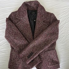 Talbots Women s Burgundy Collared Button-Front Blazer Jacket Pockets Lined 6