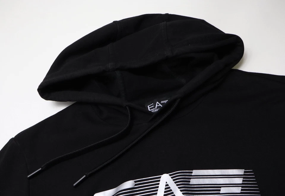 Sudadera con Capucha EMPORIO ARMANI Para Hombre MEDIANA Negra Logo Con Capucha Algodón Puro Cordón Foto 4 de 4