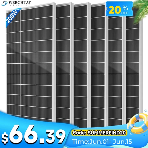 200W 400W 800W Solar Panel Mono 12V Battery Charge RV PV Home Off-Grid Battery