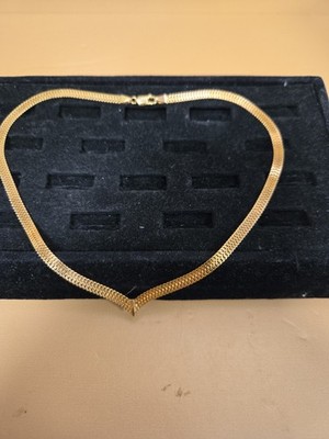 14K Gelbgold Chevron Halskette Webmuster Milor Italien 10,4 g 16 Zoll 