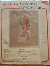 NEW Vtg BUCILLA Crewel EMBROIDERY Kit 1737 SWEET MISS USA CREATIVE NEEDLECRAFT
