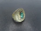 Vtg Sterling Silver & Turquoise Thunderbird Ring, Unsigned, Size 8.5, 12.5g