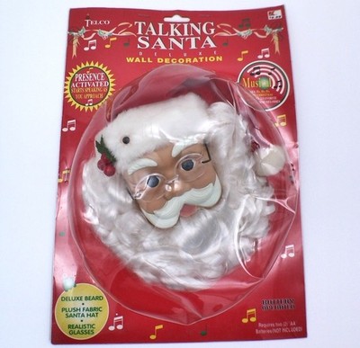 Vintage Santa Face  1995 Telco Talking Musical Santa Claus Motion Activated NOS