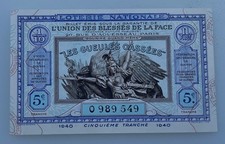 BILLET LOTERIE NATIONALE LES GUEULES CASSÉES 1940