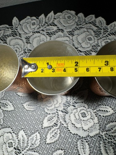 3 Vintage VENUS Hammered Copper Drinking Cups – 4" Tin Lined Tumblers Barware - Picture 8 of 9