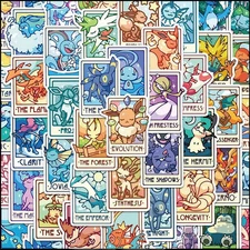Pokemon Stickers Tarot Trading Card Themed 50 Pack Sticker Decal Set Eeveelution
