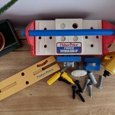 Vintage 1986 Fisher Price Power Workshop Tool Bench Set Drill Tools LOT