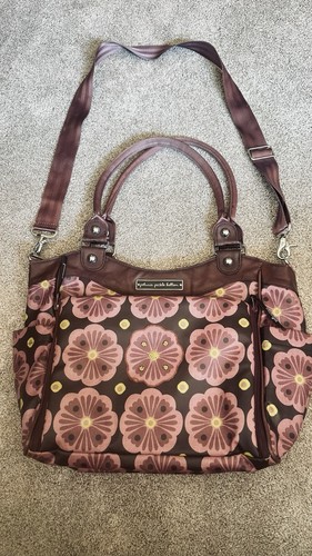 Petunia Pickle Bottom Brown Pink Floral Baby Diaper Bag w Changing Pad $199 Orig